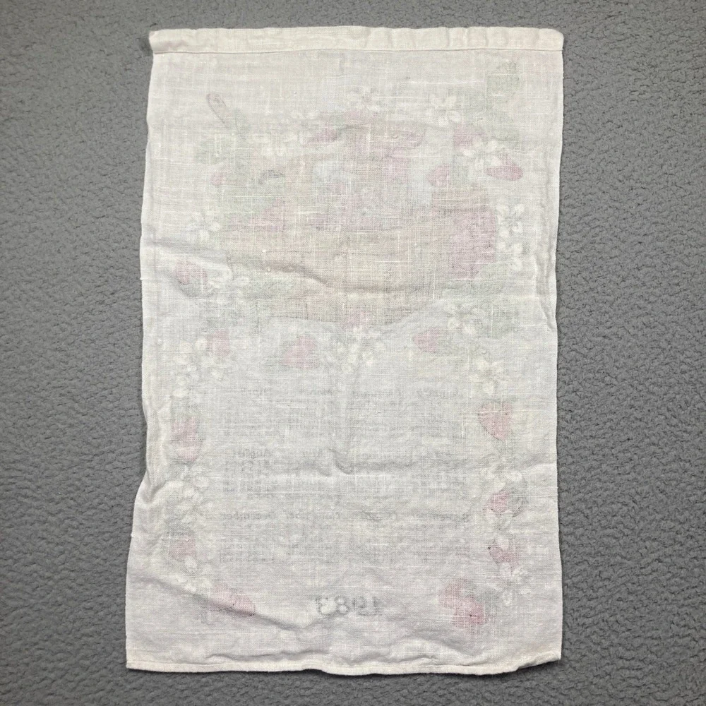 Vintage 1983 Calendar Tea Towel Unisex OS Cream Strawberry Linen Kitchen Decor